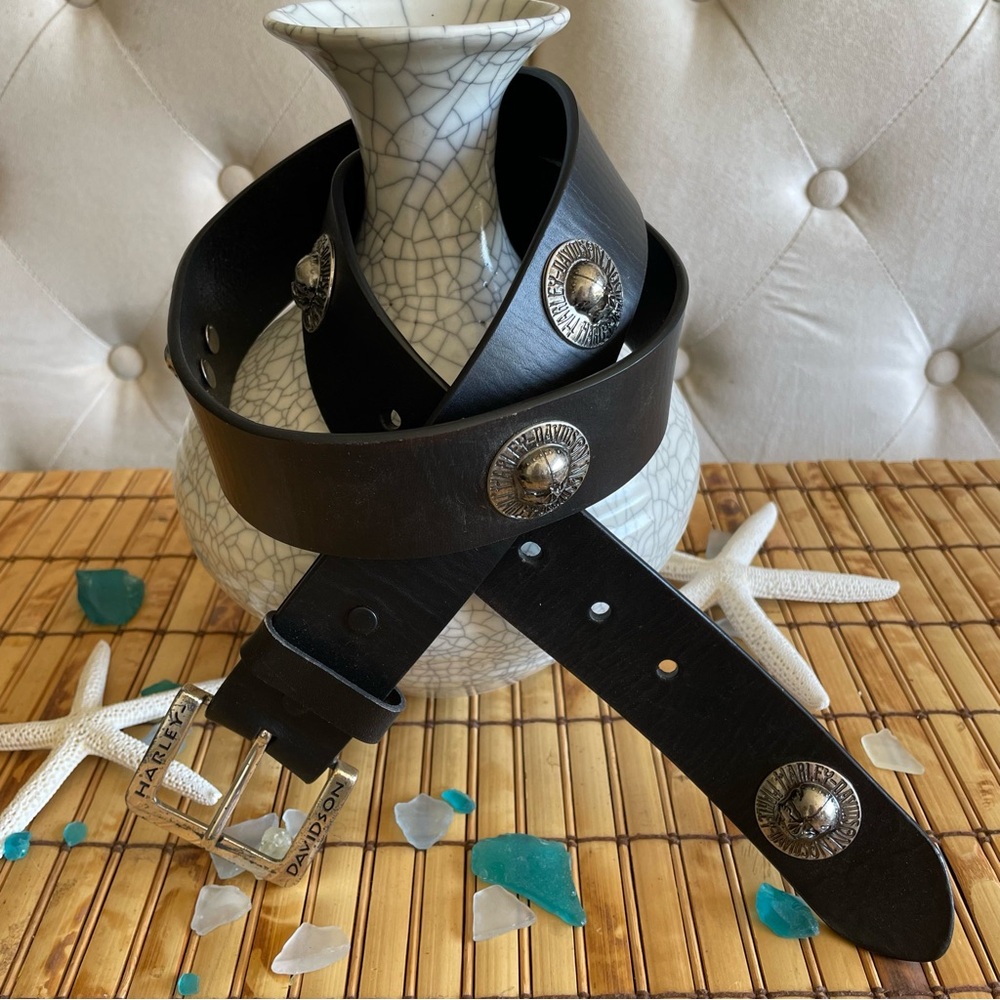 Black Leather Harley-Davidson Belt